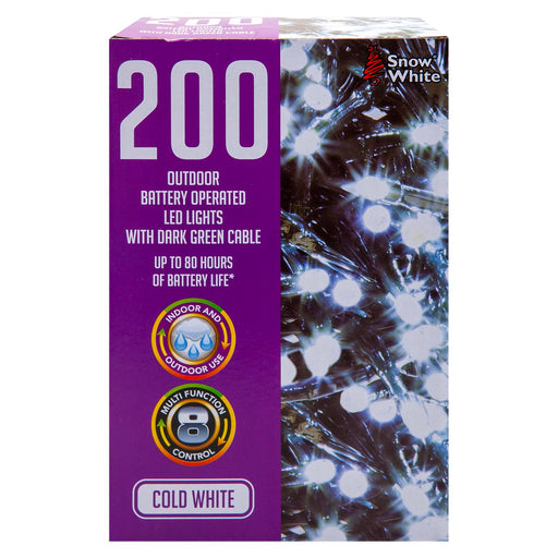 Christmas Cold White String Lights 200 Bulbs 12m - 50cm Lead X 1