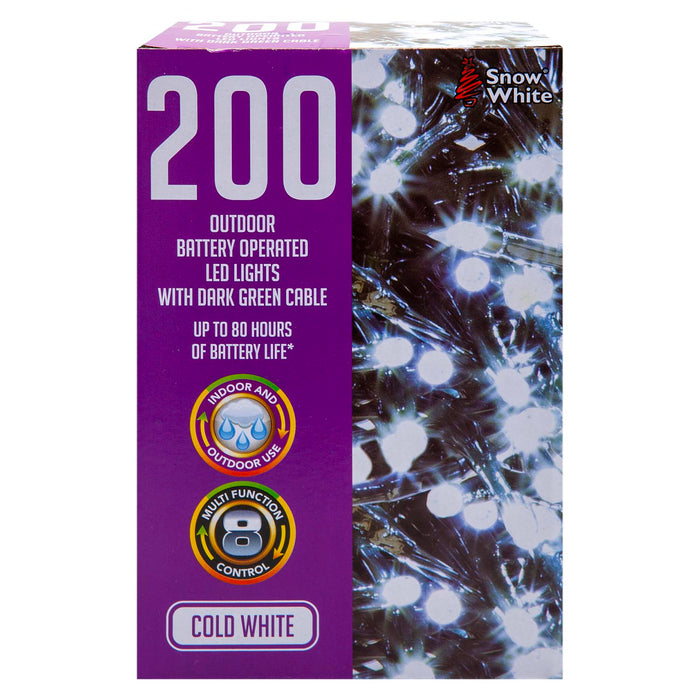 Christmas Cold White String Lights 200 Bulbs 12m - 50cm Lead X 1