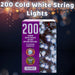 Christmas Cold White String Lights 200 Bulbs 12m - 50cm Lead X 1