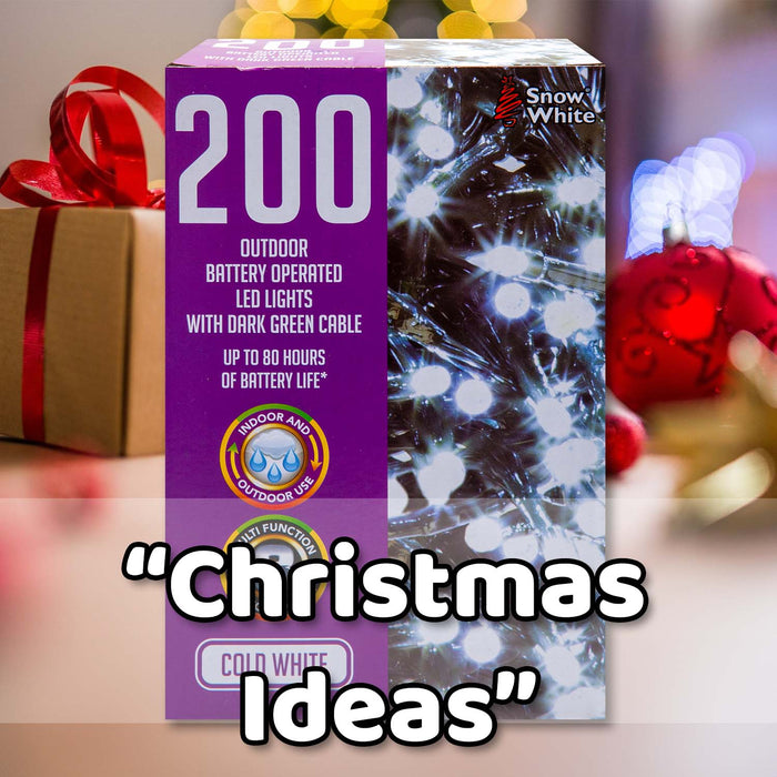 Christmas Cold White String Lights 200 Bulbs 12m - 50cm Lead X 1