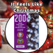 Christmas Cold White String Lights 200 Bulbs 12m - 50cm Lead X 1
