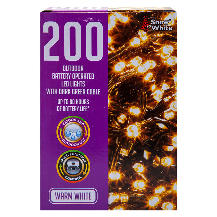 Christmas Warm White String Lights 200 Bulbs 12m - 50cm Lead X 1