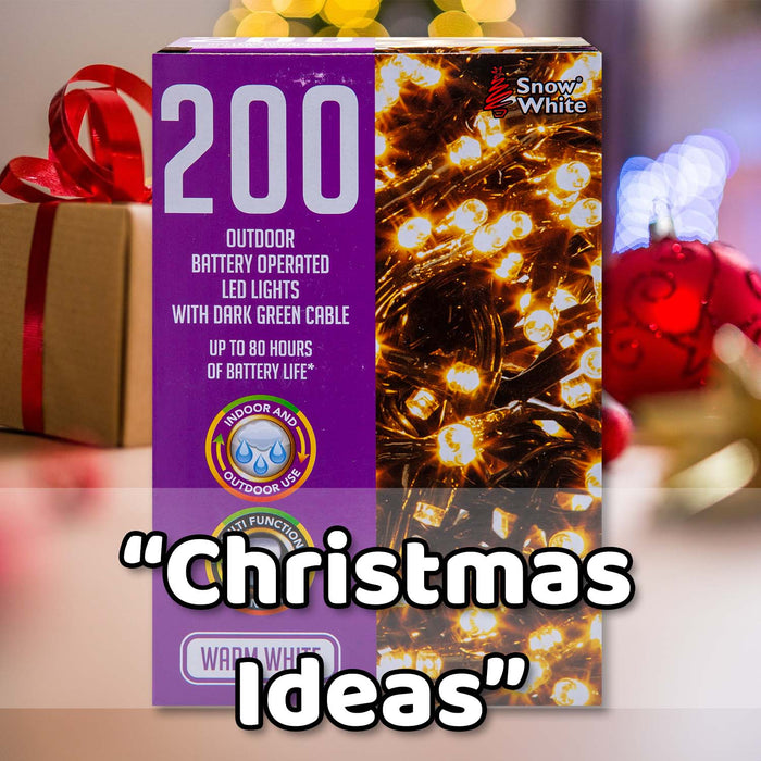 Christmas Warm White String Lights 200 Bulbs 12m - 50cm Lead X 1