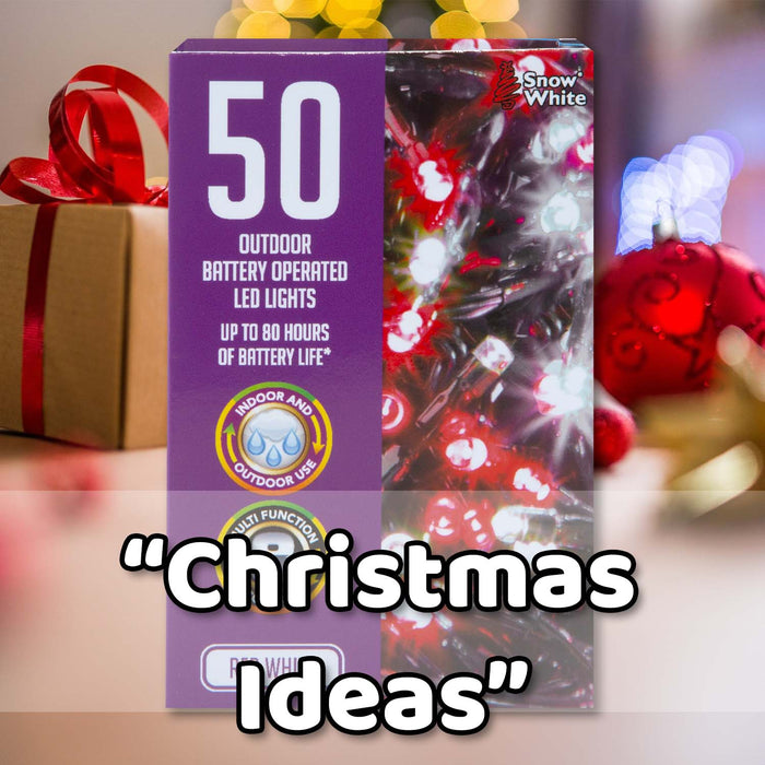 Christmas Cold White and Red String Lights 50 Bulbs 5m 30cm Lead X 1