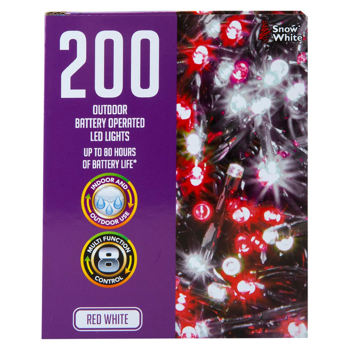 Christmas Cold White and Red String Lights 200 Bulbs 12m 50cm Lead X 1