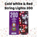 Christmas Cold White and Red String Lights 200 Bulbs 12m 50cm Lead X 1