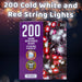 Christmas Cold White and Red String Lights 200 Bulbs 12m 50cm Lead X 1