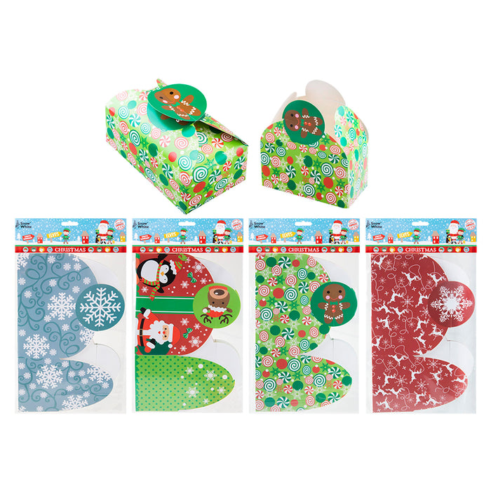 Christmas Gift Boxes 4 Xmas Themed Designs 4 Varied Designs X 1 18x7x11cm