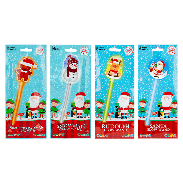 Christmas Glow Wand Varied Designs X 1 Santa,Snowman Reindeer,Gingerbread Man