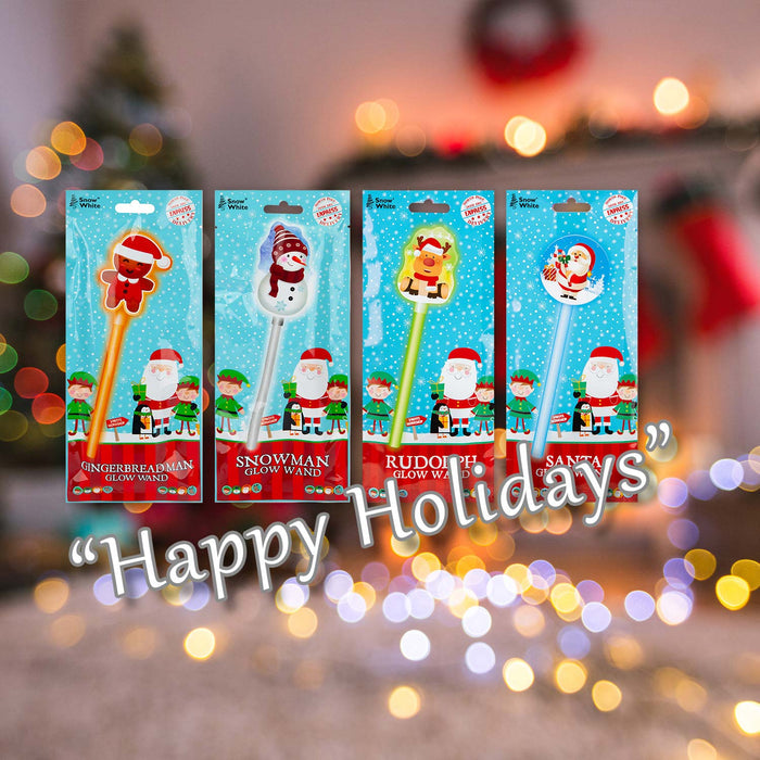 Christmas Glow Wand Varied Designs X 1 Santa,Snowman Reindeer,Gingerbread Man