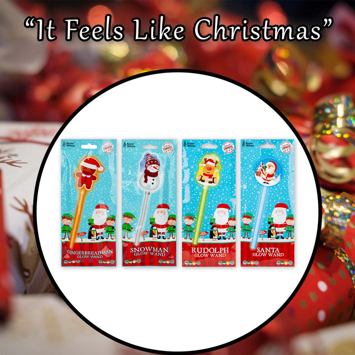 Christmas Glow Wand Varied Designs X 1 Santa,Snowman Reindeer,Gingerbread Man