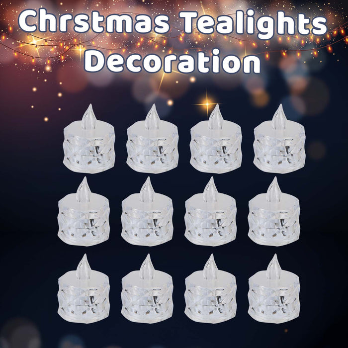 Christmas Tealights Decoration 5cm x 3.5cm Clear X 12