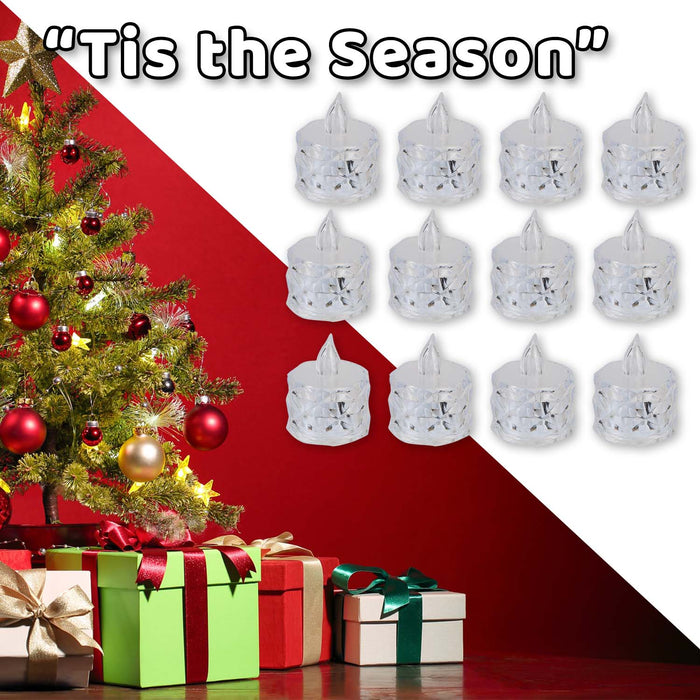 Christmas Tealights Decoration 5cm x 3.5cm Clear X 12