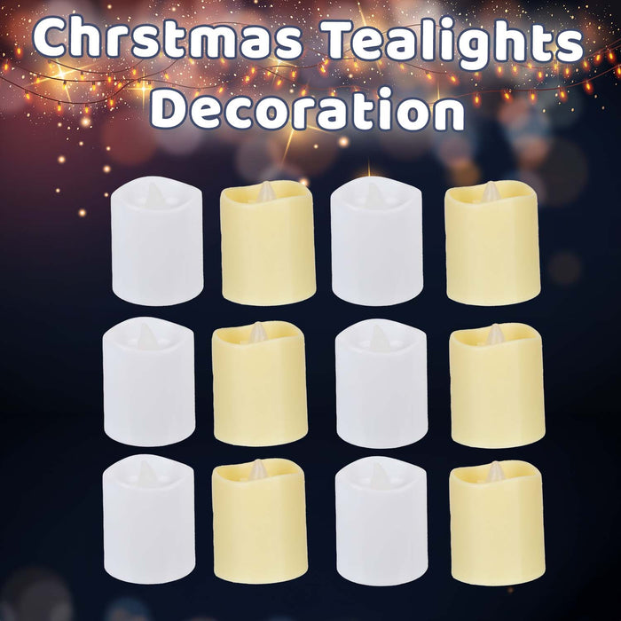 Christmas Tealights Decoration 4.5cm x 3.5cm White X 12