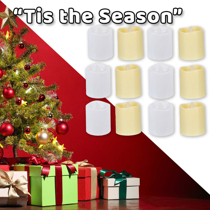 Christmas Tealights Decoration 4.5cm x 3.5cm White X 12