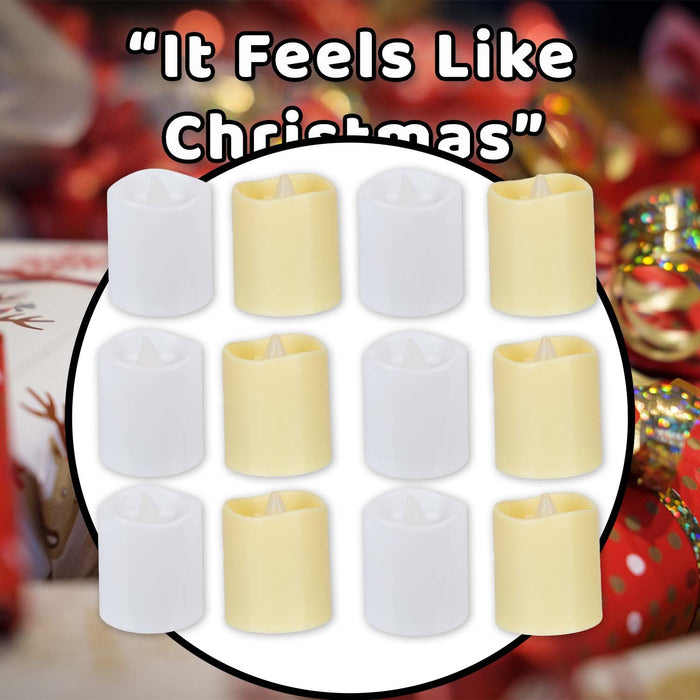 Christmas Tealights Decoration 4.5cm x 3.5cm White X 12