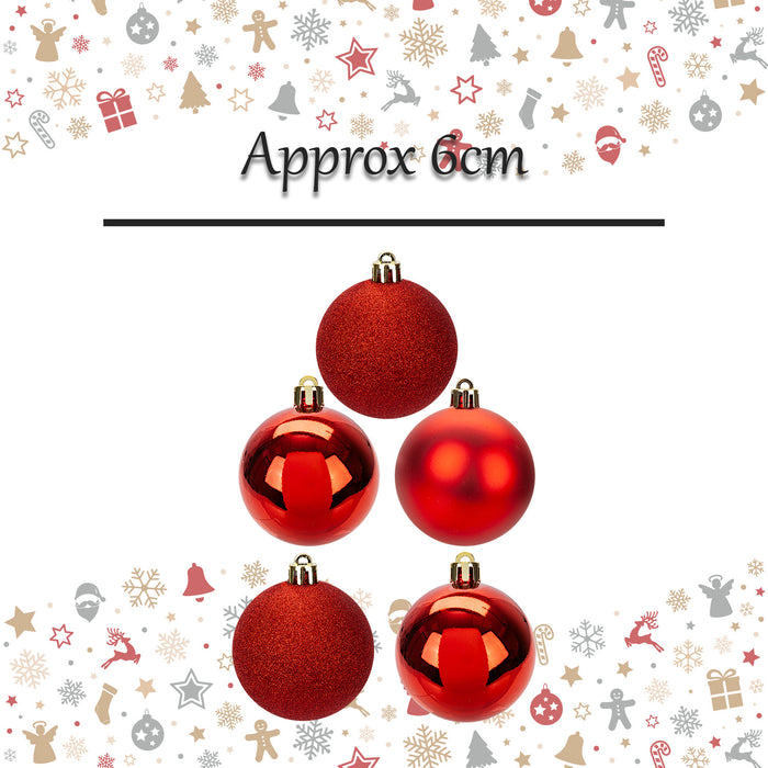 Christmas Bauble Decoration Hanging Tree Ornament X 5 6cm Red