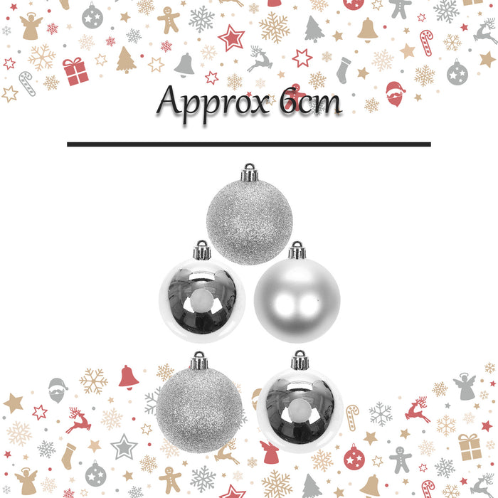 Christmas Bauble Decoration Hanging Tree Ornament X 5 6cm Silver