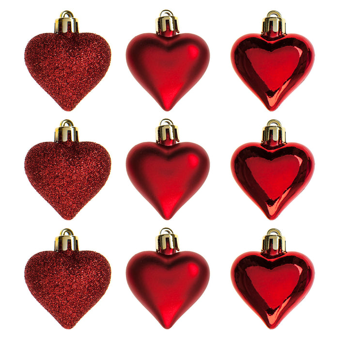 Christmas Tree Decoration Heart Decorations Ornament X 9 4cm Red