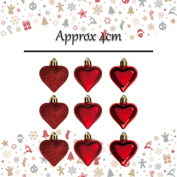 Christmas Tree Decoration Heart Decorations Ornament X 9 4cm Red