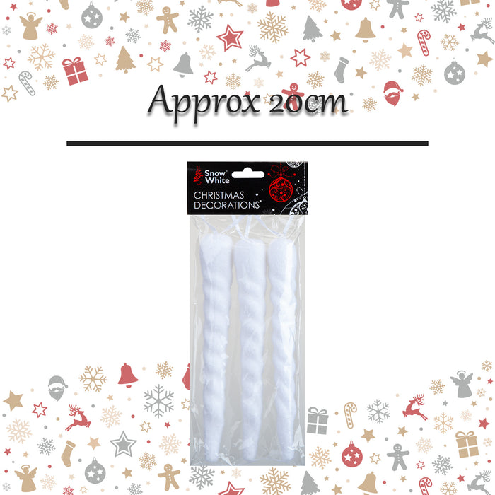 Icicle Decorations Christmas Hanging Decoration X 3 20cm White