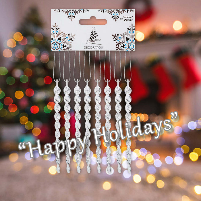 Christmas Tree Decoration Crystal Look Icicles Ornament X Clear