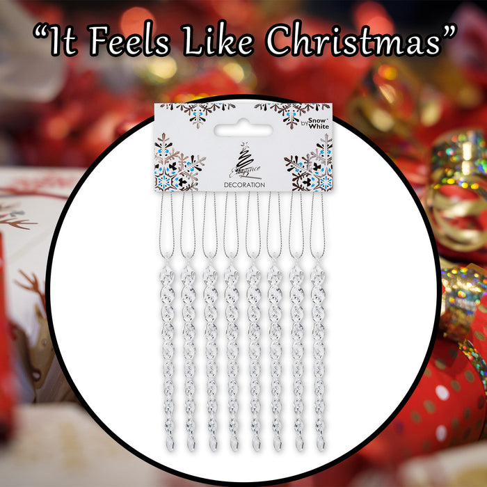 Christmas Tree Decoration Crystal Look Icicles Ornament X 8 13. 5cm Clear