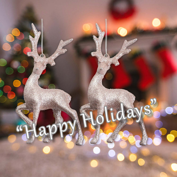 Christmas Tree Decoration Glitter Reindeer 2 Ornament Rose Gold