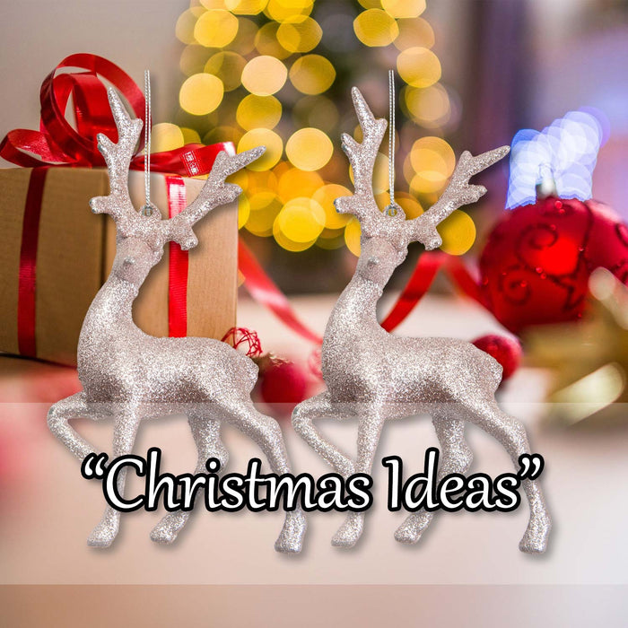 Christmas Tree Decoration Glitter Reindeer 2 Ornament Rose Gold