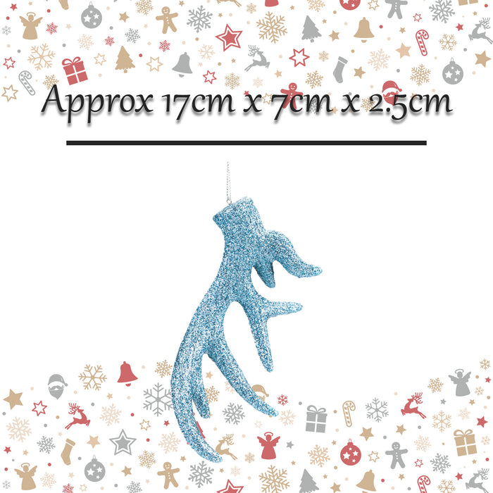 Christmas Tree Decoration Hanging Stag Antler Ornament 17x7x2. Ice