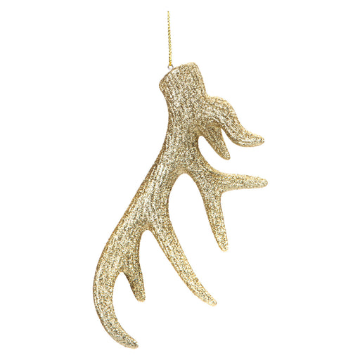 Christmas Tree Decoration Hanging Glitter Stag Antler Ornament X 1 17cm Gold