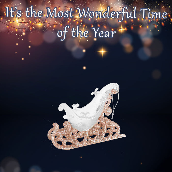 Christmas Tree Decoration Hanging Large Glitter Sleigh Rose Gold