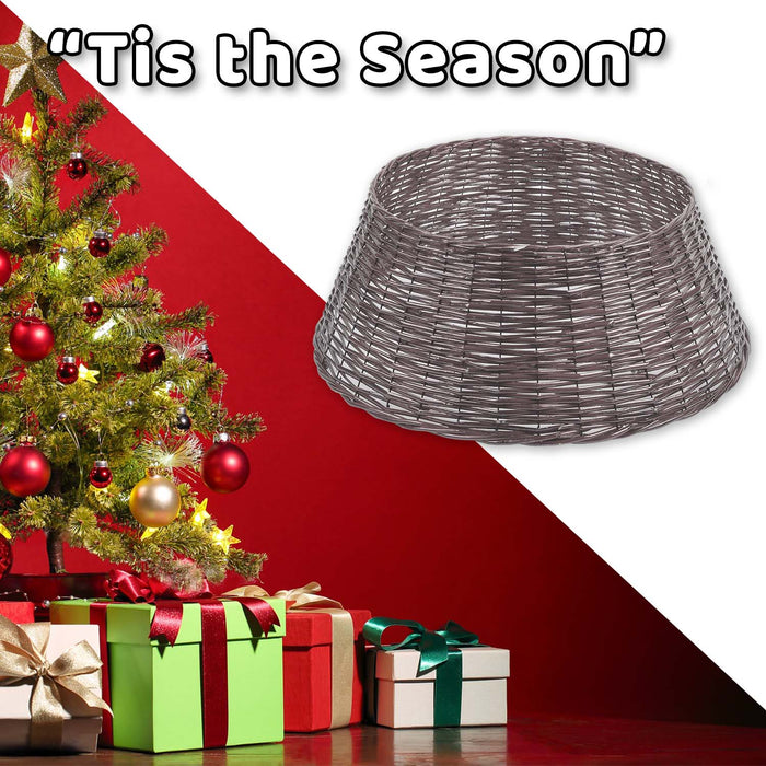 Christmas Tree Skirt Decoration 70cm x 70cm Grey X 1