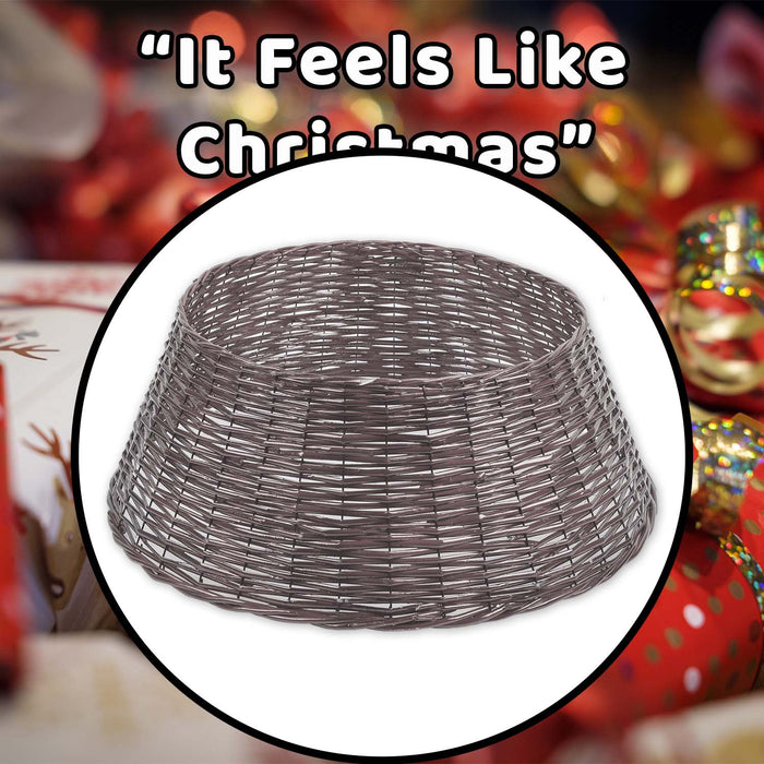 Christmas Tree Skirt Decoration 70cm x 70cm Grey X 1