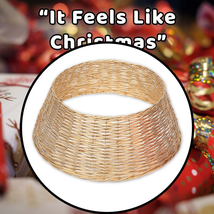 Christmas Tree Skirt Decoration 70cm x 70cm Gold X 1
