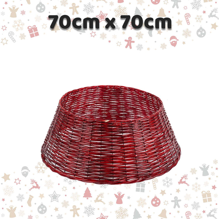 Christmas Tree Skirt Decoration 70cm x 70cm Red X 1