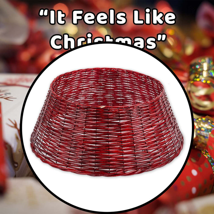 Christmas Tree Skirt Decoration 70cm x 70cm Red X 1