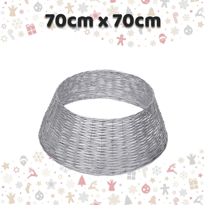 Christmas Tree Skirt Decoration 70cm x 70cm Silver X 1