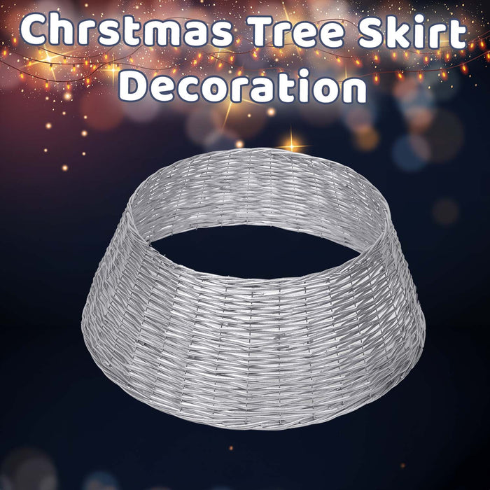 Christmas Tree Skirt Decoration 70cm x 70cm Silver X 1
