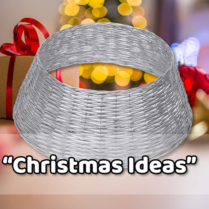 Christmas Tree Skirt Decoration 70cm x 70cm Silver X 1