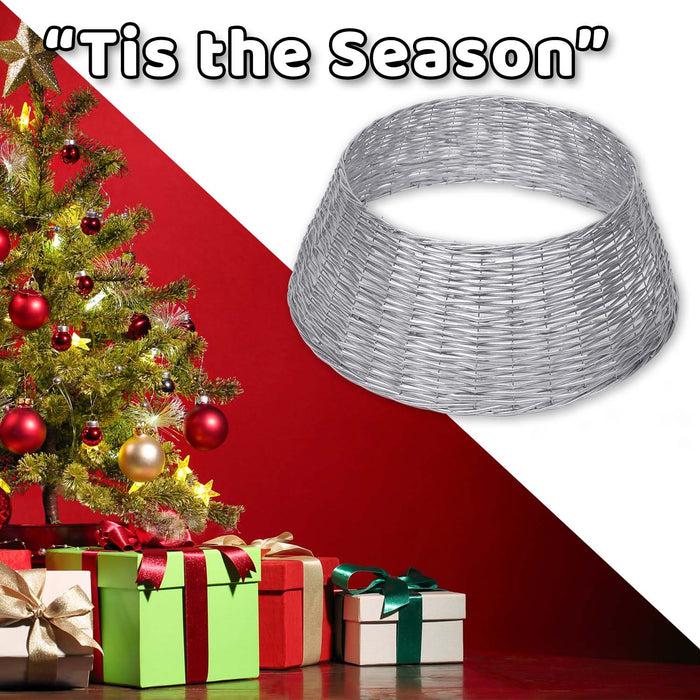 Christmas Tree Skirt Decoration 70cm x 70cm Silver X 1