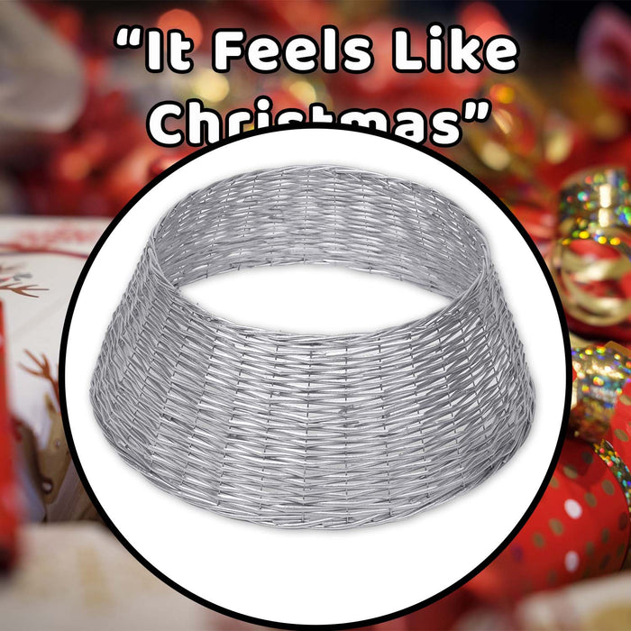 Christmas Tree Skirt Decoration 70cm x 70cm Silver X 1