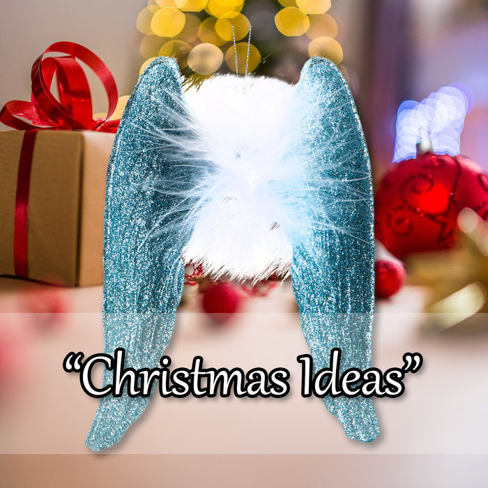 Christmas Tree Decoration Hanging Angel Wings Ornament X 1 24cm Ice Blue