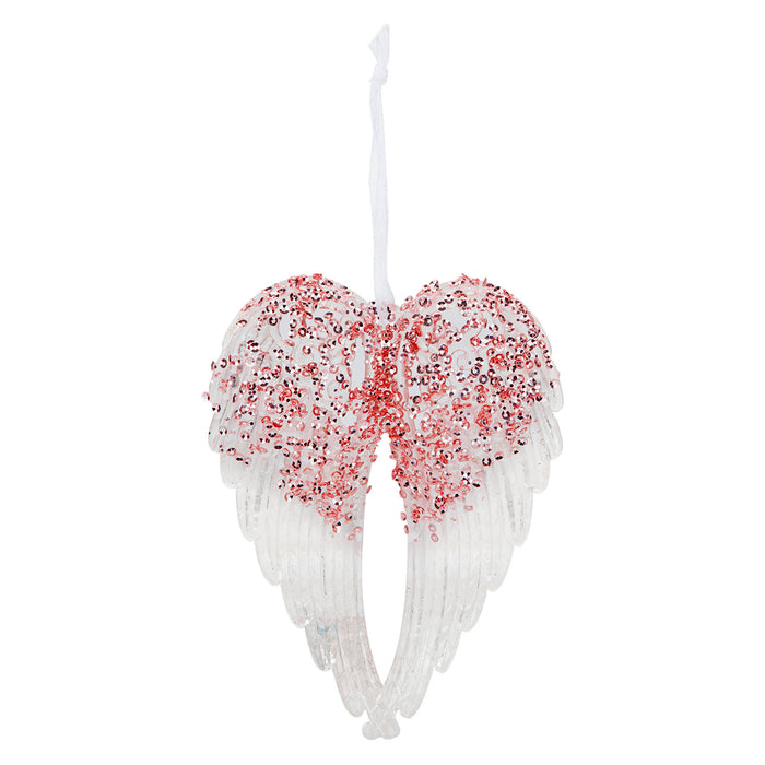 Christmas Tree Decoration Hanging Acrylic Angel Wings Ornament X 1 24cm Red