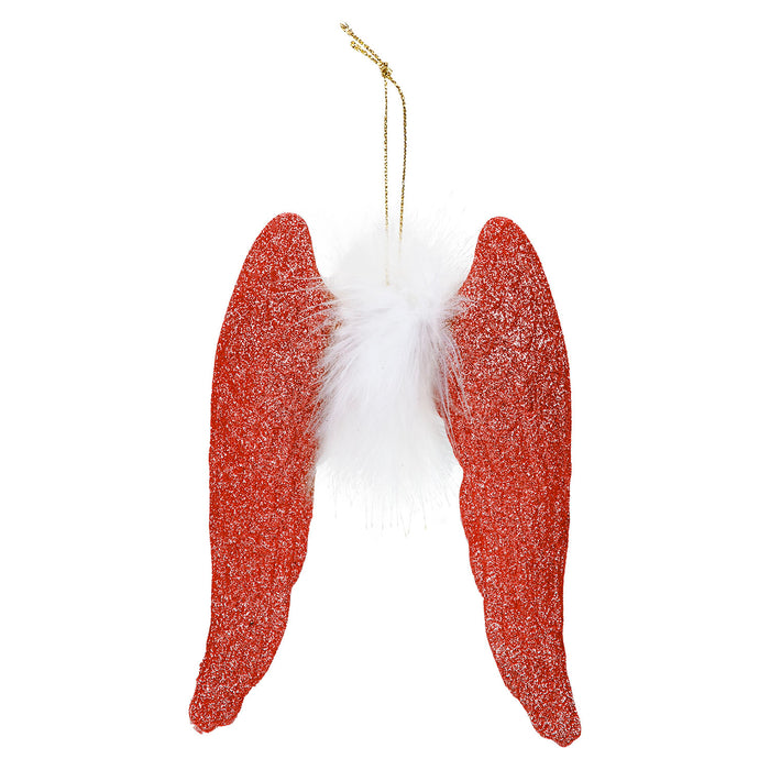 Christmas Tree Decoration Hanging Angel With Glitter And Fur X Red