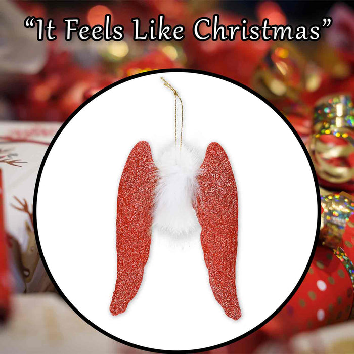 Christmas Tree Decoration Hanging Angel With Glitter And Fur X 1 22. 5cm Red