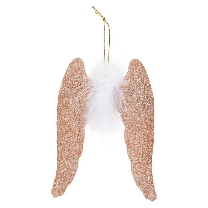 Christmas Tree Decoration Hanging Angel Glitter And Fur X 1 22.5cm Rose Gold