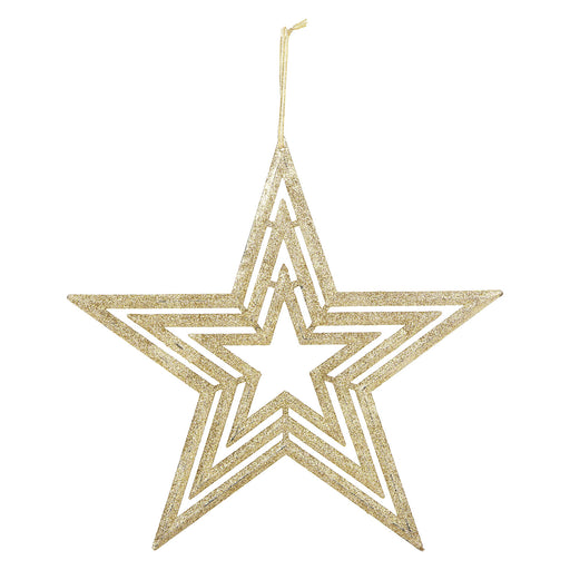 Christmas Tree Decoration Hanging Glitter Star Burst Ornament X 1 30cm Gold