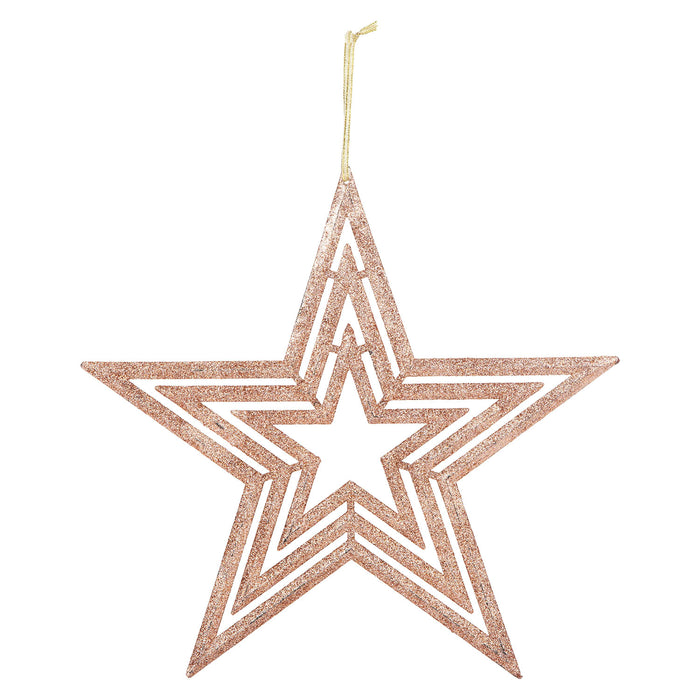 Christmas Tree Decoration Hanging Glitter Star Burst X 1 30cm Rose Gold