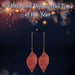 Christmas Tree Decoration 2 Hanging Glitter Leaf Ornament X Red